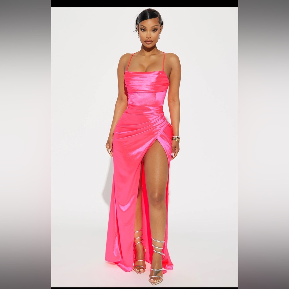 Satin Maxi Dress w/ matching satin gloves